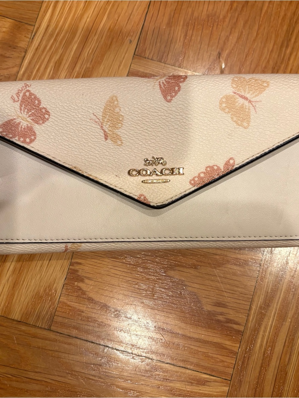 Coach Cream Envelope Butterfly Print Clutch